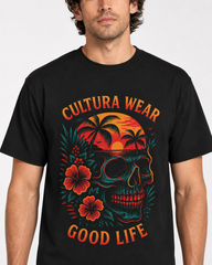 Playera Good Life – Calavera Tropical Estilo Tattoo