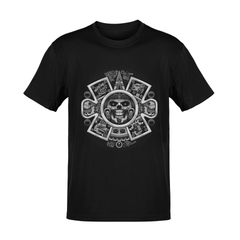 Playera Cultura Wear con ilustración azteca en tonos grises inspirada en símbolos prehispánicos