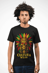 Playera Calavera Tribal Dorada – Estilo Tattoo Neotradicional