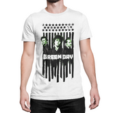 Playera Green Day - Barras y Estrellas - Rock Punk - Color Blanca