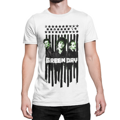 Playera Green Day - Barras y Estrellas - Rock Punk - Color Blanca