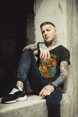 Playera Flor y Muerte - Arte Oscuro Mexicano – Estilo Neotradicional