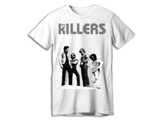 Camiseta The Killers - Banda en Blanco y Negro -  Diseño Exclusivo - Color Blanco