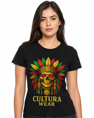 Playera Calavera Tribal Dorada – Estilo Tattoo Neotradicional