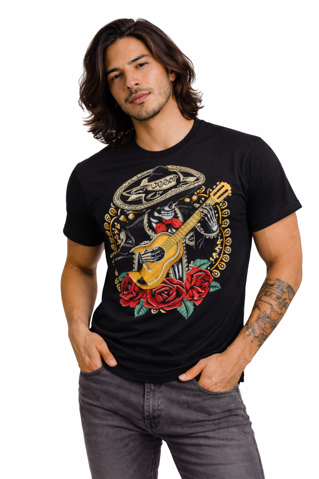 Playera Día de Muertos - Ritmo que Nunca Muere - Mariachi con Guitarra