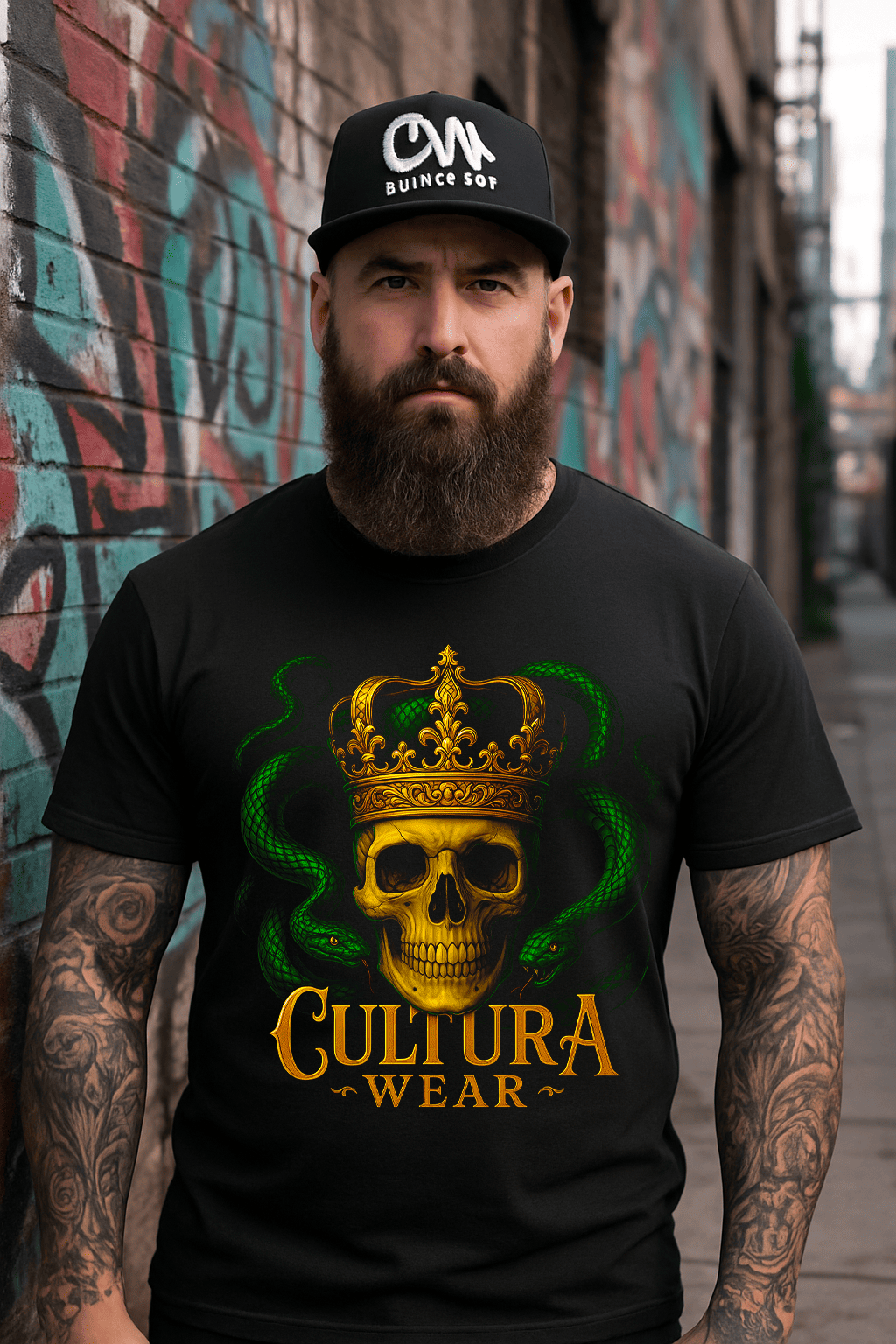 Playera El Rey Serpiente: Poder, Veneno y Rebelión – Estilo Tattoo Gótico