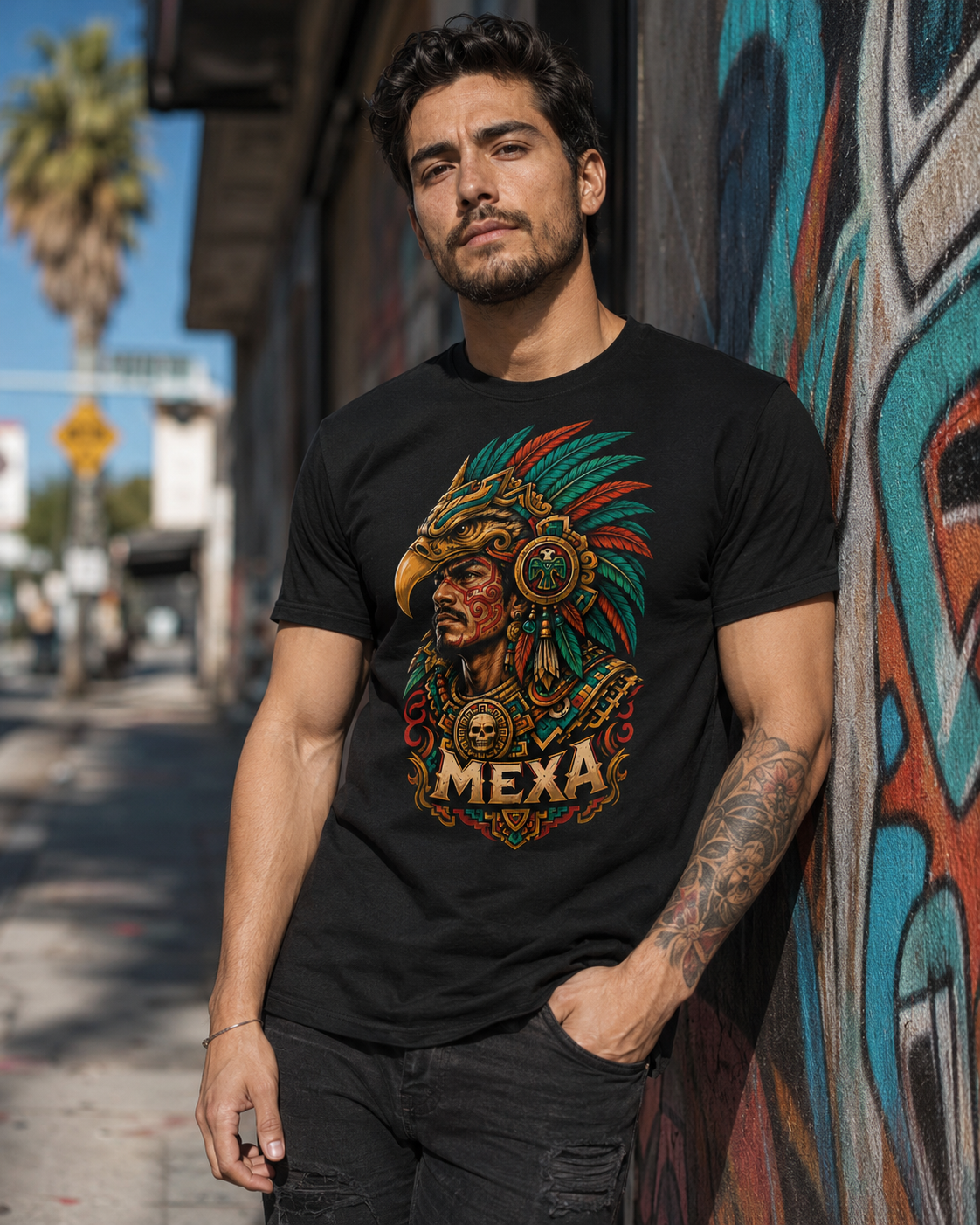 Outfit urbano para hombre con playera mexicana MEXA Guerrero Águila