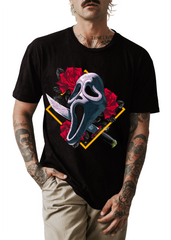Camiseta de Halloween de Scream - Para Fans del Cine de Terror – Ideal para fiesta de Halloween - Color Negro - Halloween sin Scream no es Halloween