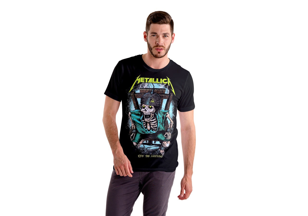Playera Metallica - Calavera en Silla Electrica - Edición Limitada  - Color Negro