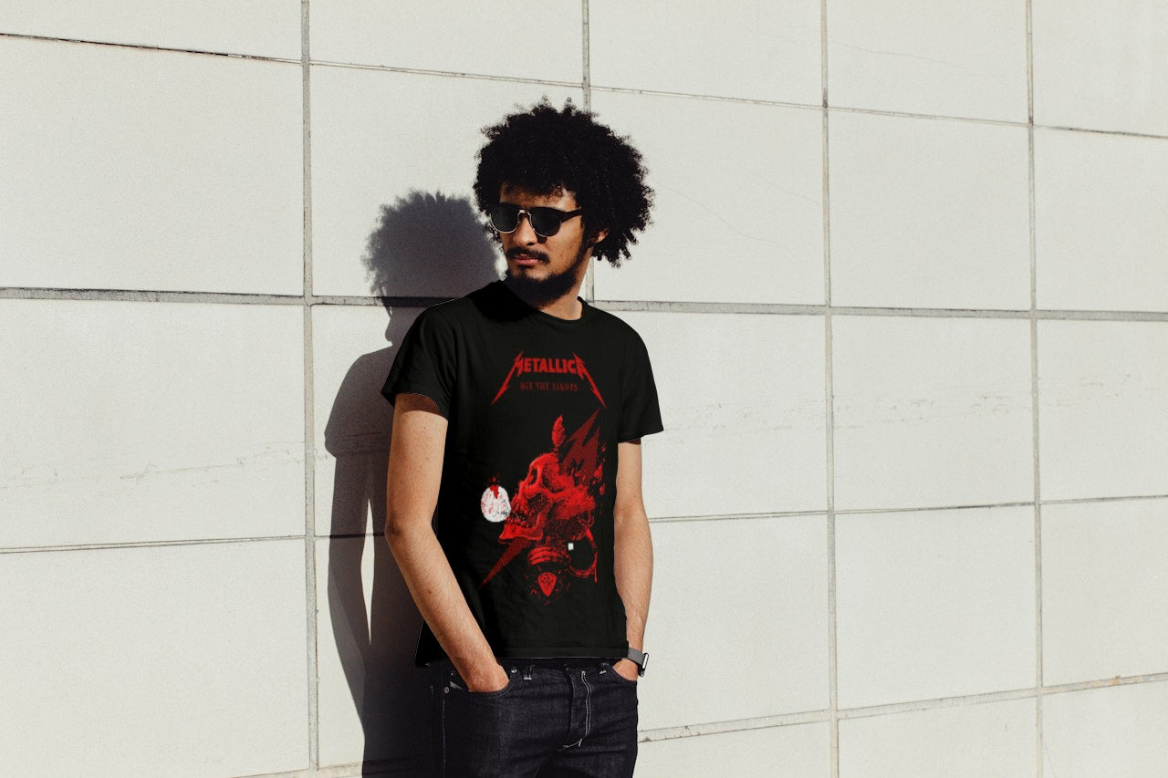 Playera Metallica: Calavera Roja - Camiseta Negra con Diseño Unico