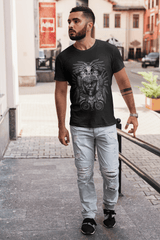 Playera cultural mexicana con arte azteca moderno y estética dark art