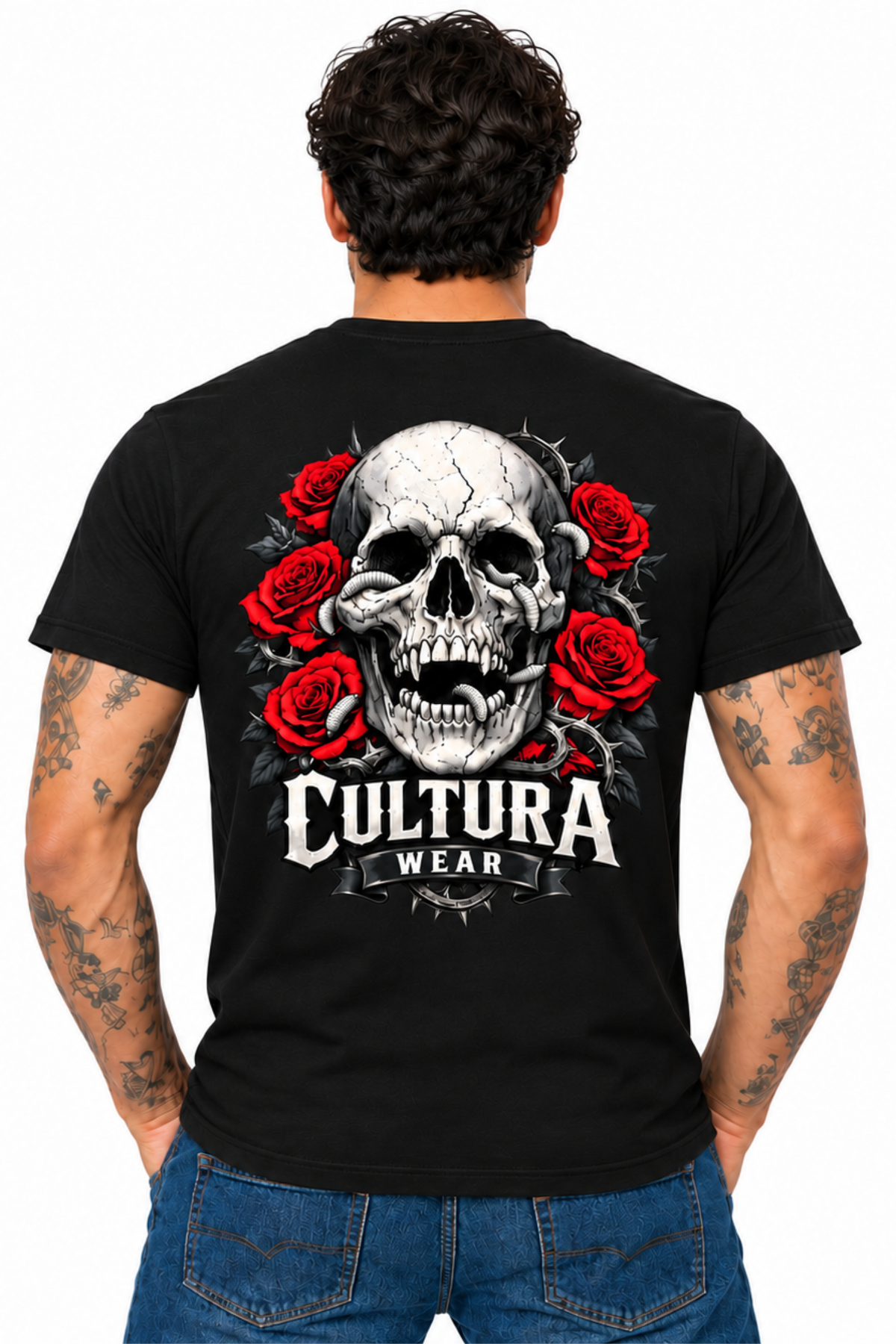 Playera Calavera y Rosas – Dark Art para Hombre