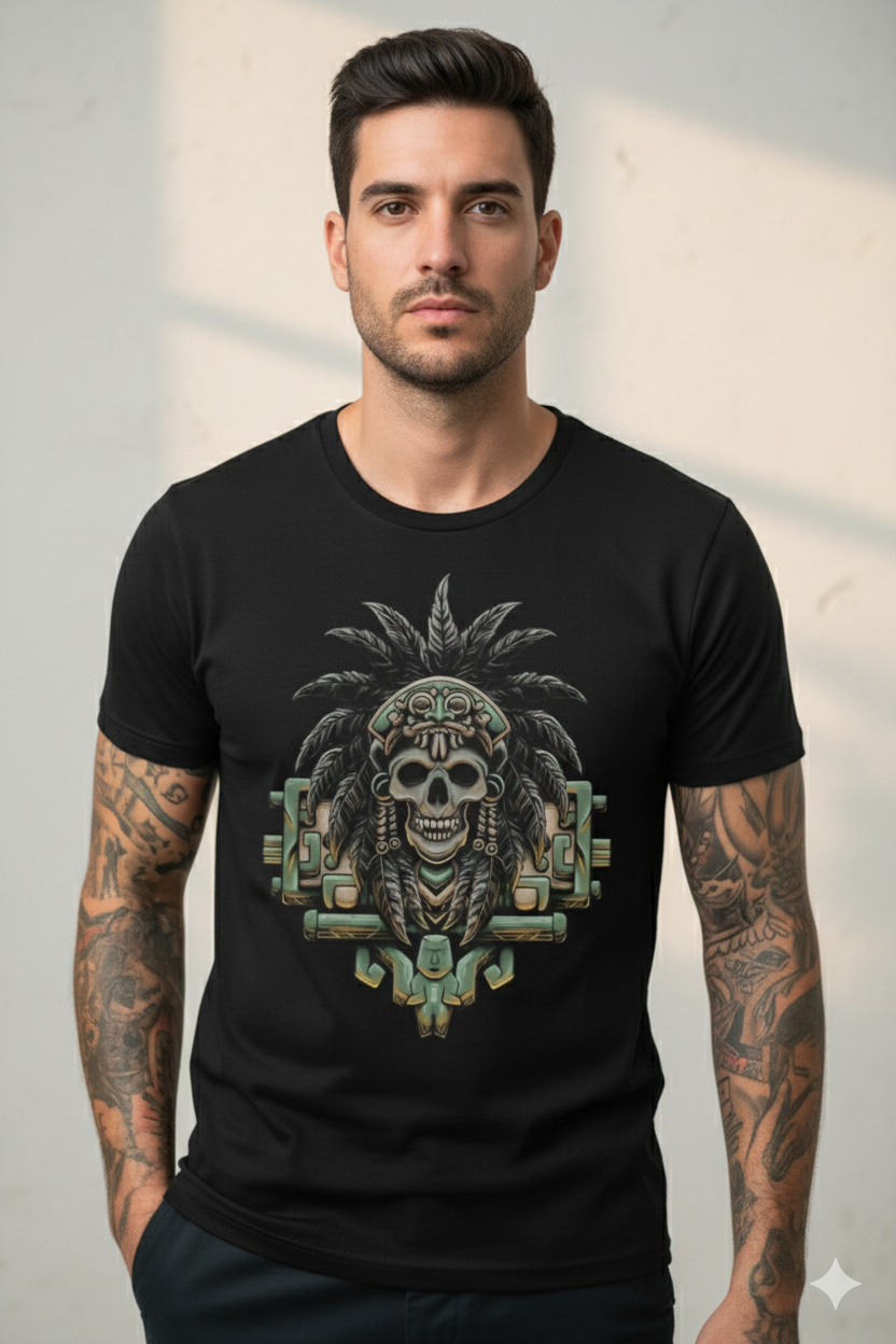 Playera calavera azteca mexicana