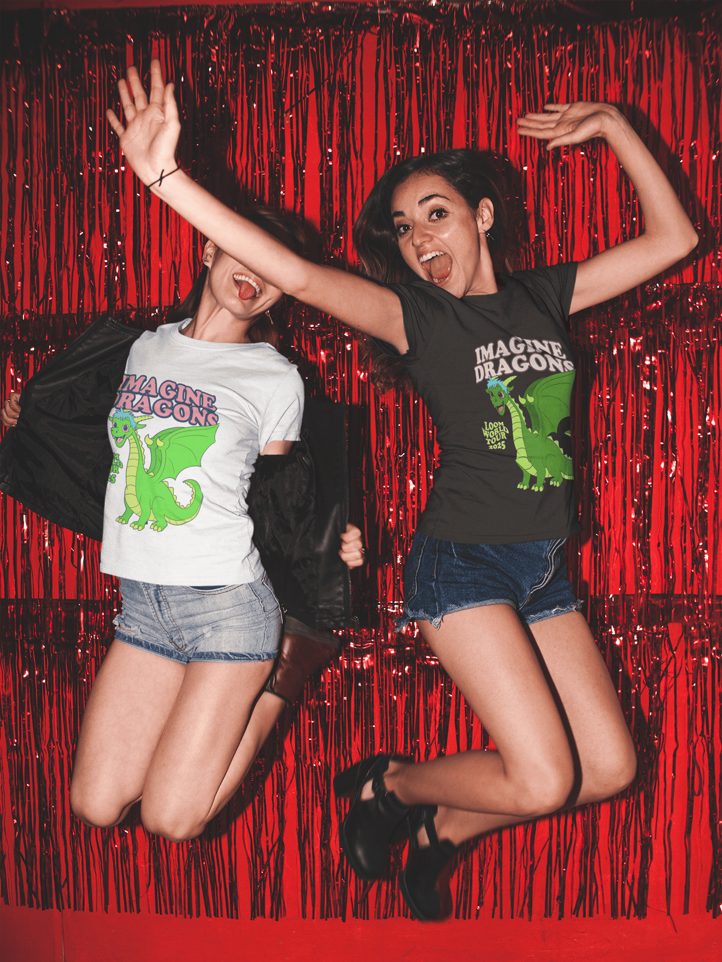 Playera Imagine Dragons – Estilo Retro con Dragón Verde - Loom World Tour 2025