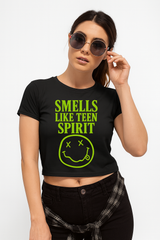 Playera Crop Top Smells Like Teen Spirit – Estilo Grunge para Mujer