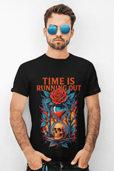 Playera Time Is Running Out – Estilo Gótico y Rockero | Reloj, Fuego y Calavera