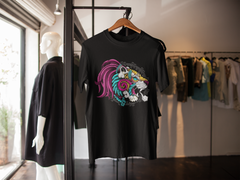 Diseño frontal de playera Mexa Jaguar Sagrado con arte mexicano vibrante
