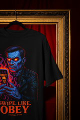 Playera Swipe. Like. Obey –  Crítica al Smartphone en Estilo Dark Art y Tatuaje