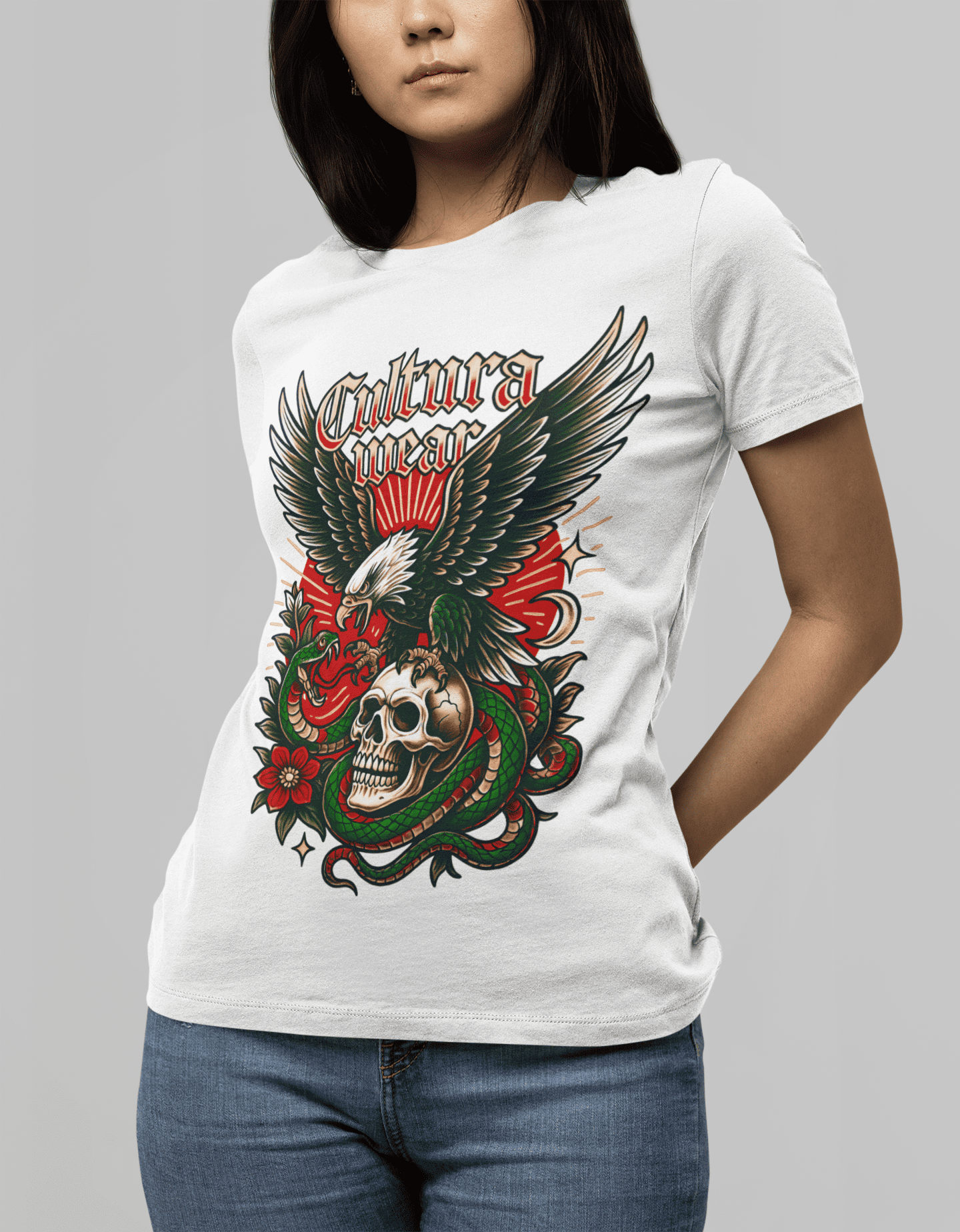 Playera Skull and Eagle – Tatuaje Neo Tradicional
