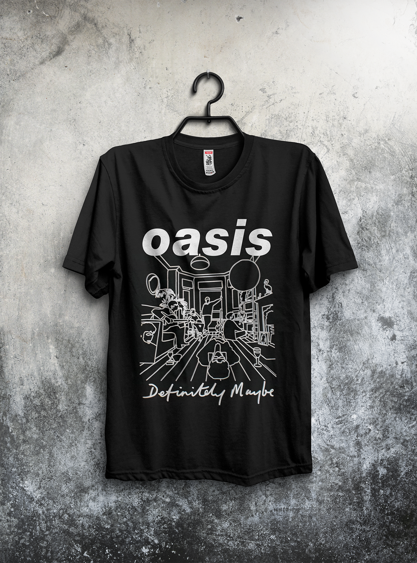 Camiseta Oasis: Definitely Maybe - En Blanco y Negro - Diseño Exclusivo de Alta Calidad - Britpop
