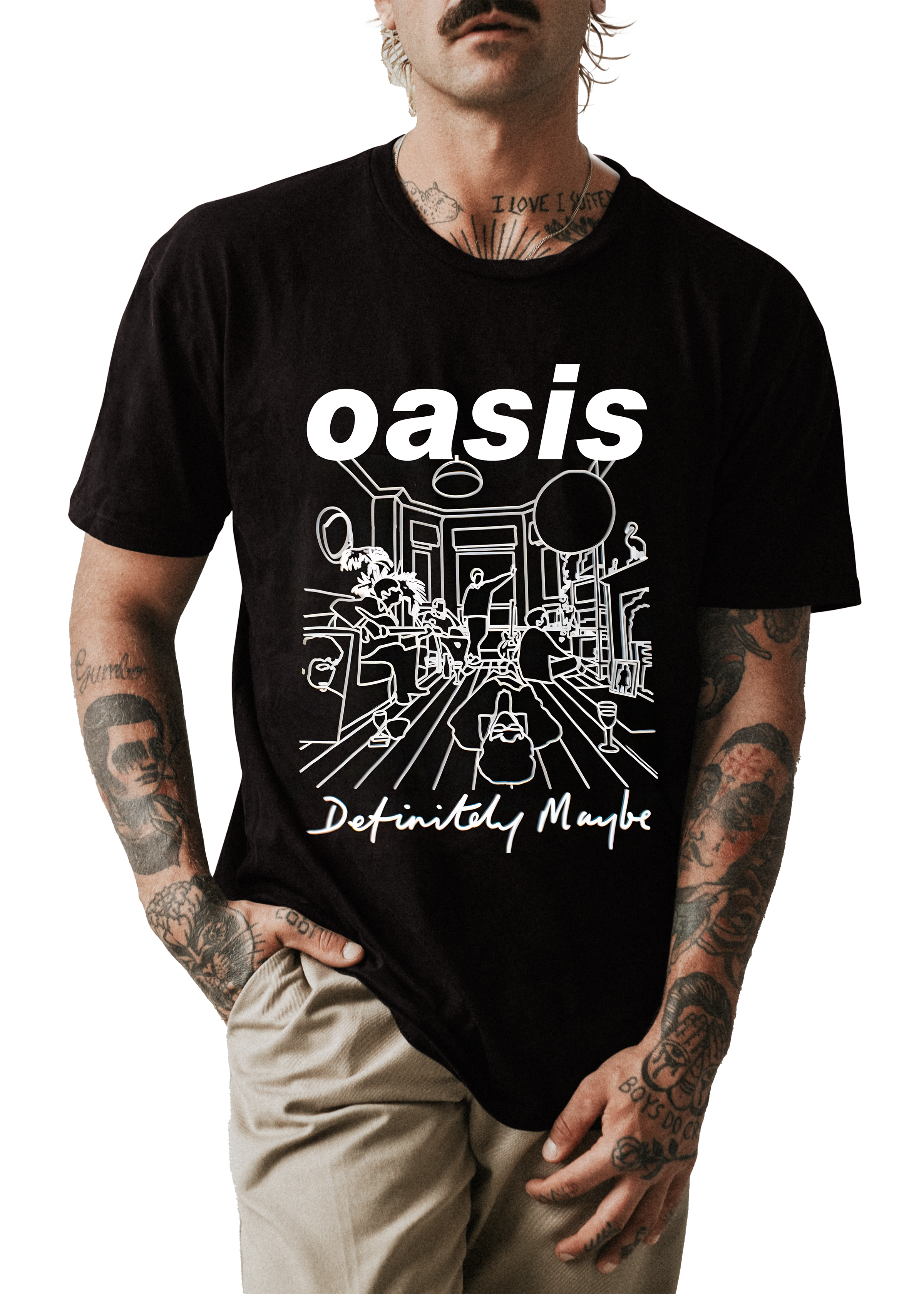 Camiseta Oasis: Definitely Maybe - En Blanco y Negro - Diseño Exclusivo de Alta Calidad - Britpop