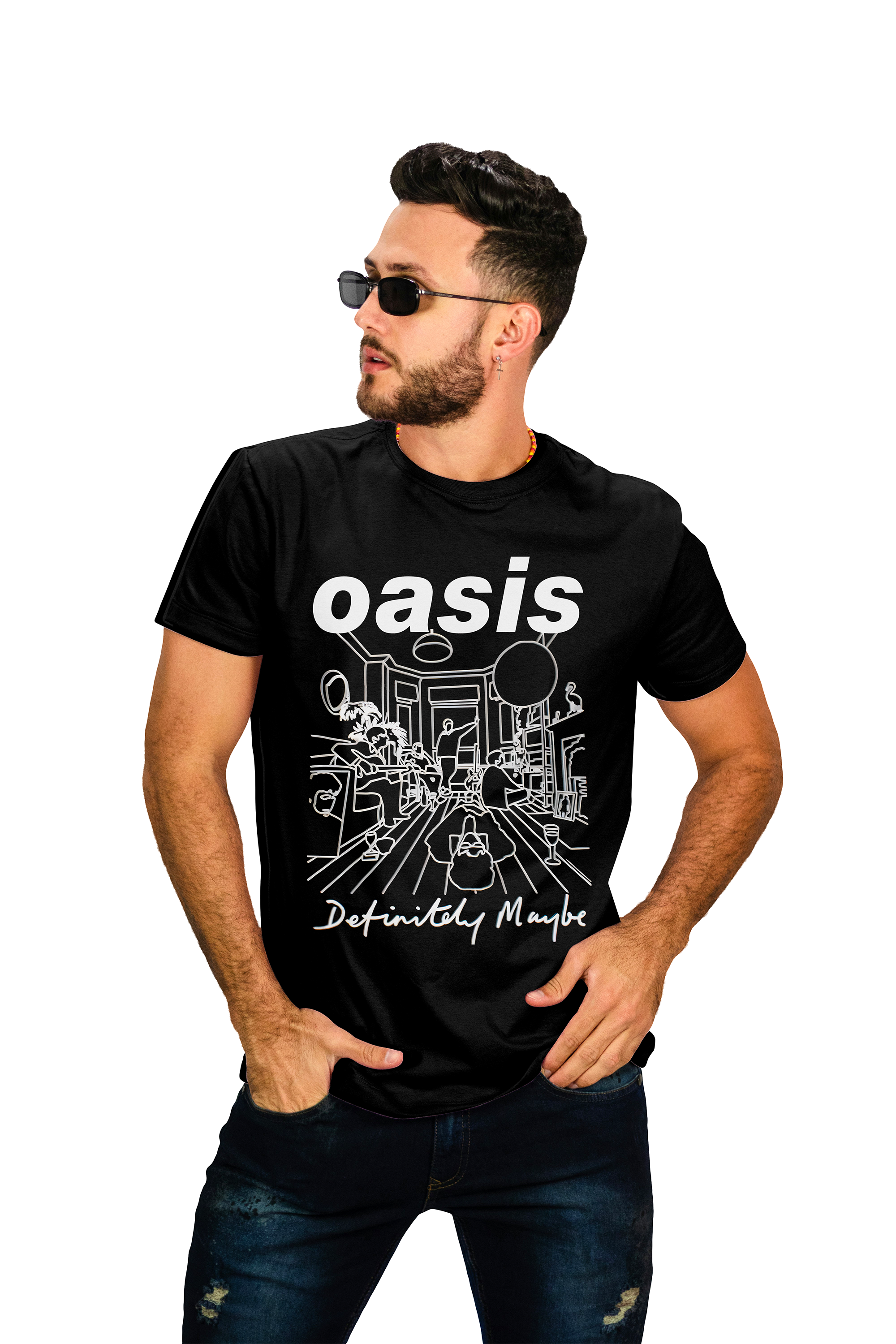 Camiseta Oasis: Definitely Maybe - En Blanco y Negro - Diseño Exclusivo de Alta Calidad - Britpop
