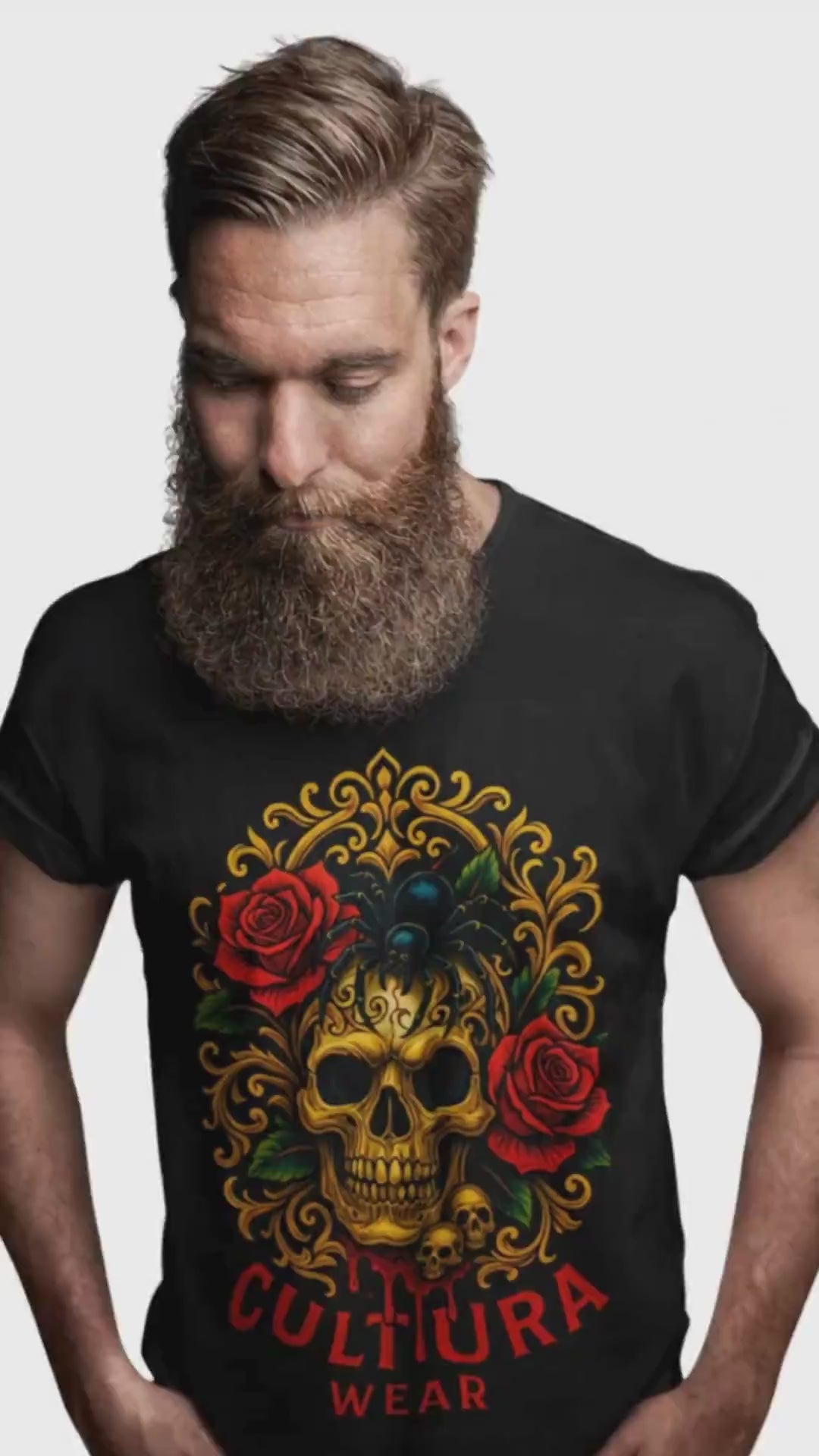 Playera Calavera Dorada & Araña Negra – Estilo Neotradicional