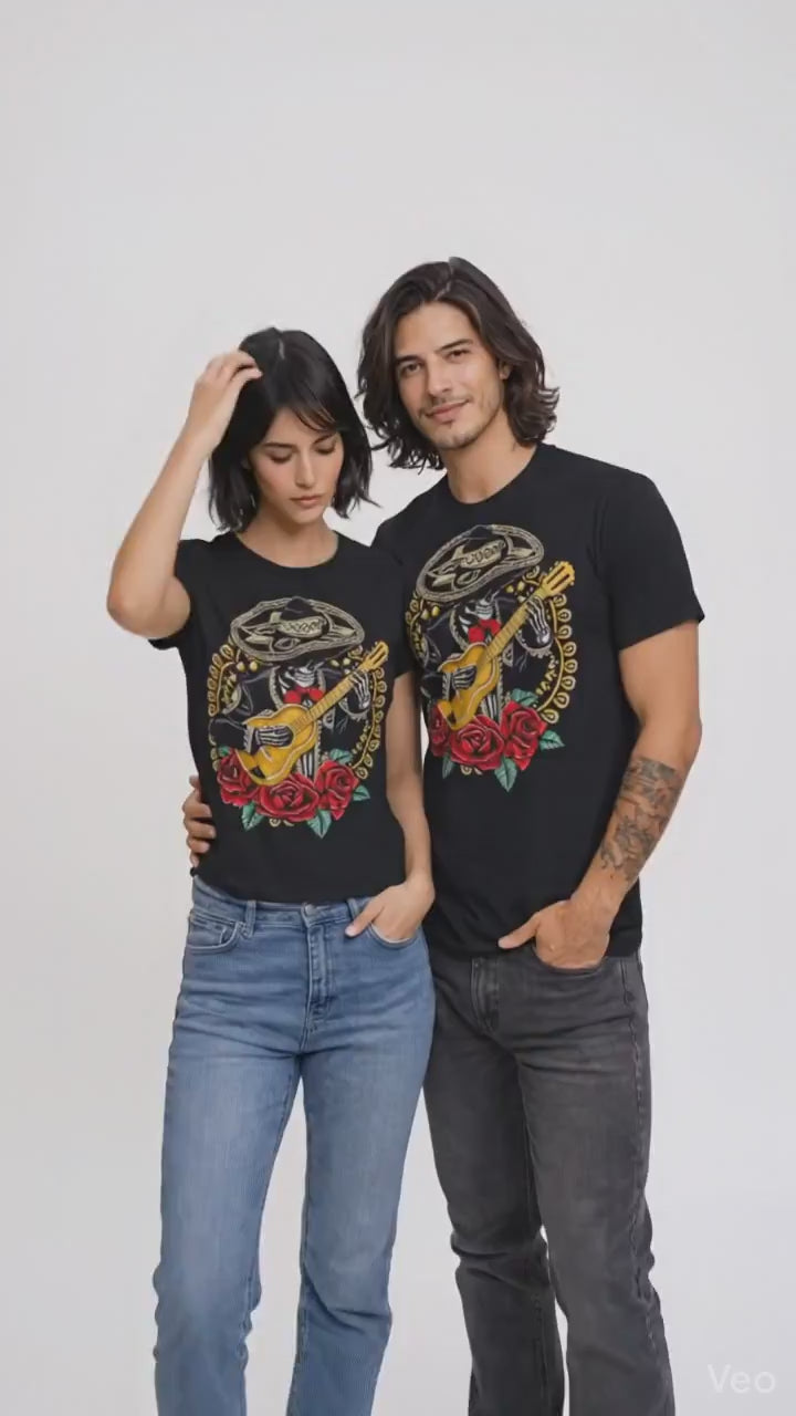 Playera Día de Muertos - Ritmo que Nunca Muere - Mariachi con Guitarra