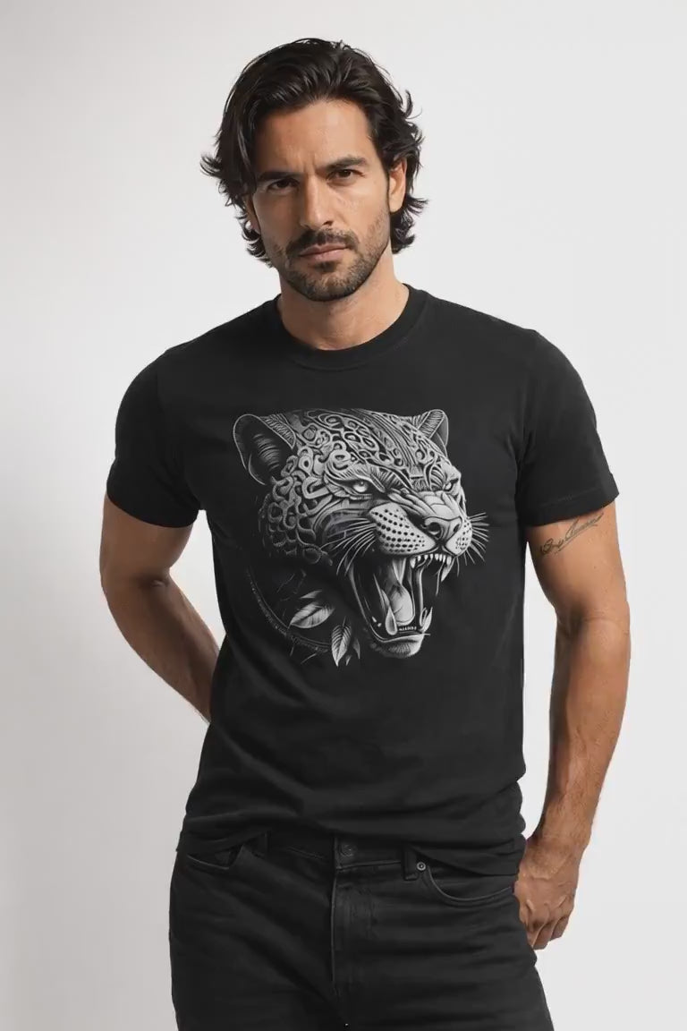 Playera Mexa Jaguar Sagrado – Fuerza Tribal Dark Art