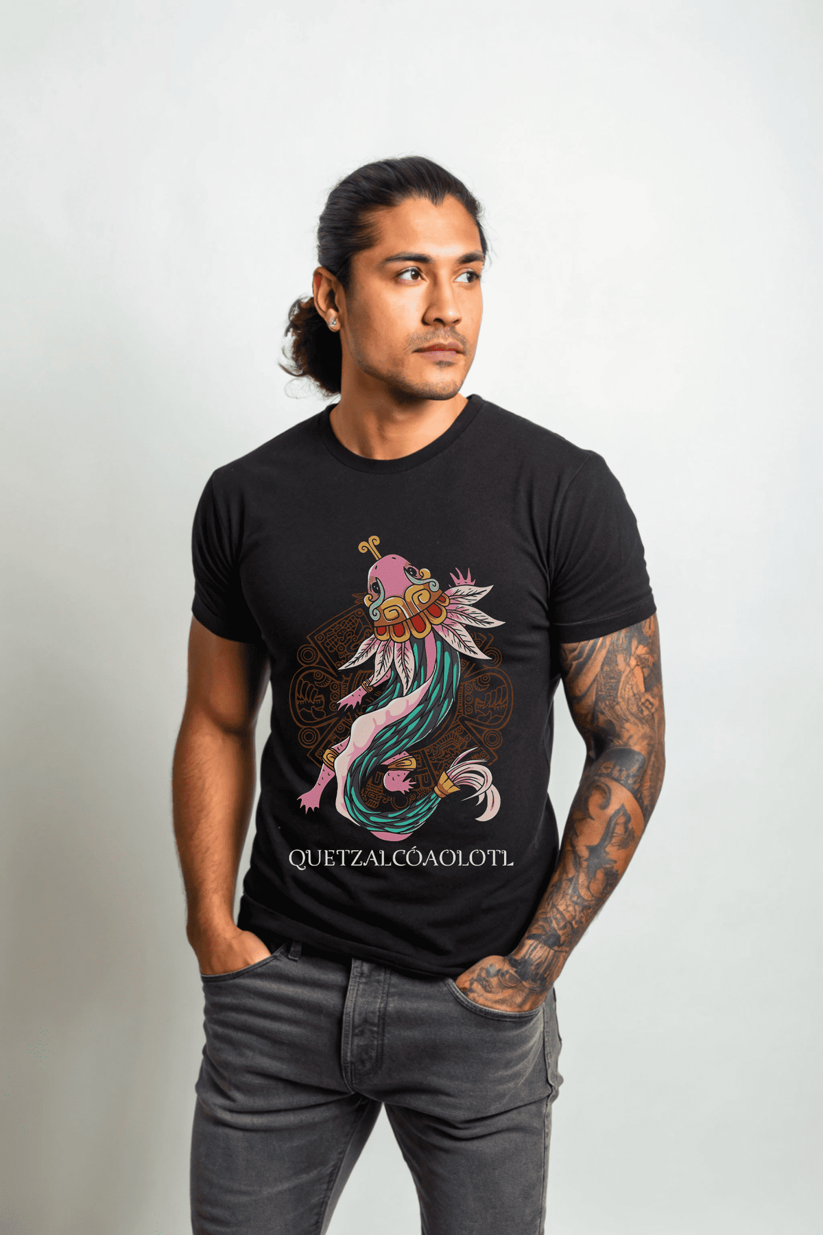 Playera Ajolote Sagrado – Fusión Ancestral con Quetzalcóatl