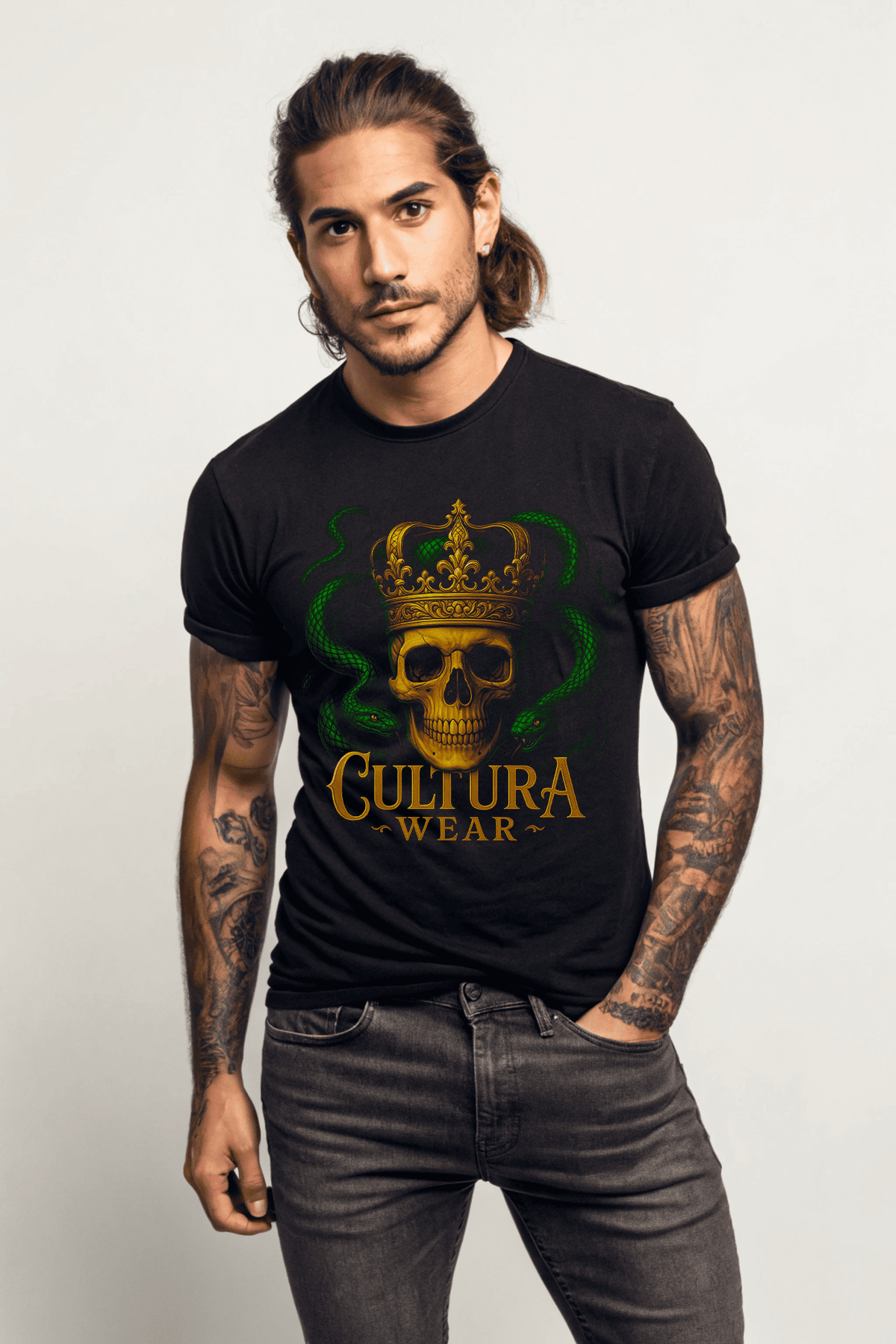 Playera El Rey Serpiente: Poder, Veneno y Rebelión – Estilo Tattoo Gótico