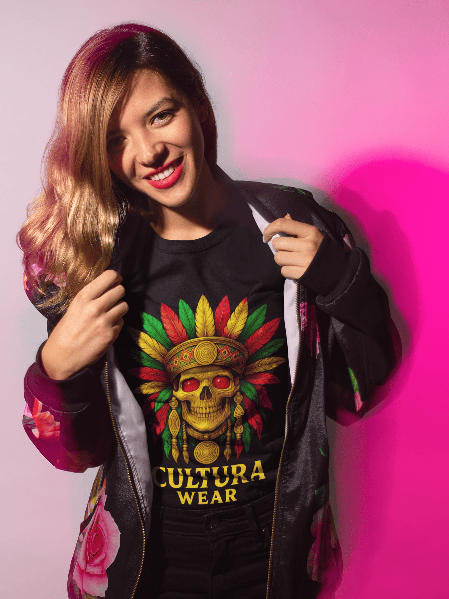 Playera Calavera Tribal Dorada – Estilo Tattoo Neotradicional