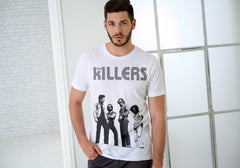 Camiseta The Killers - Banda en Blanco y Negro -  Diseño Exclusivo - Color Blanco