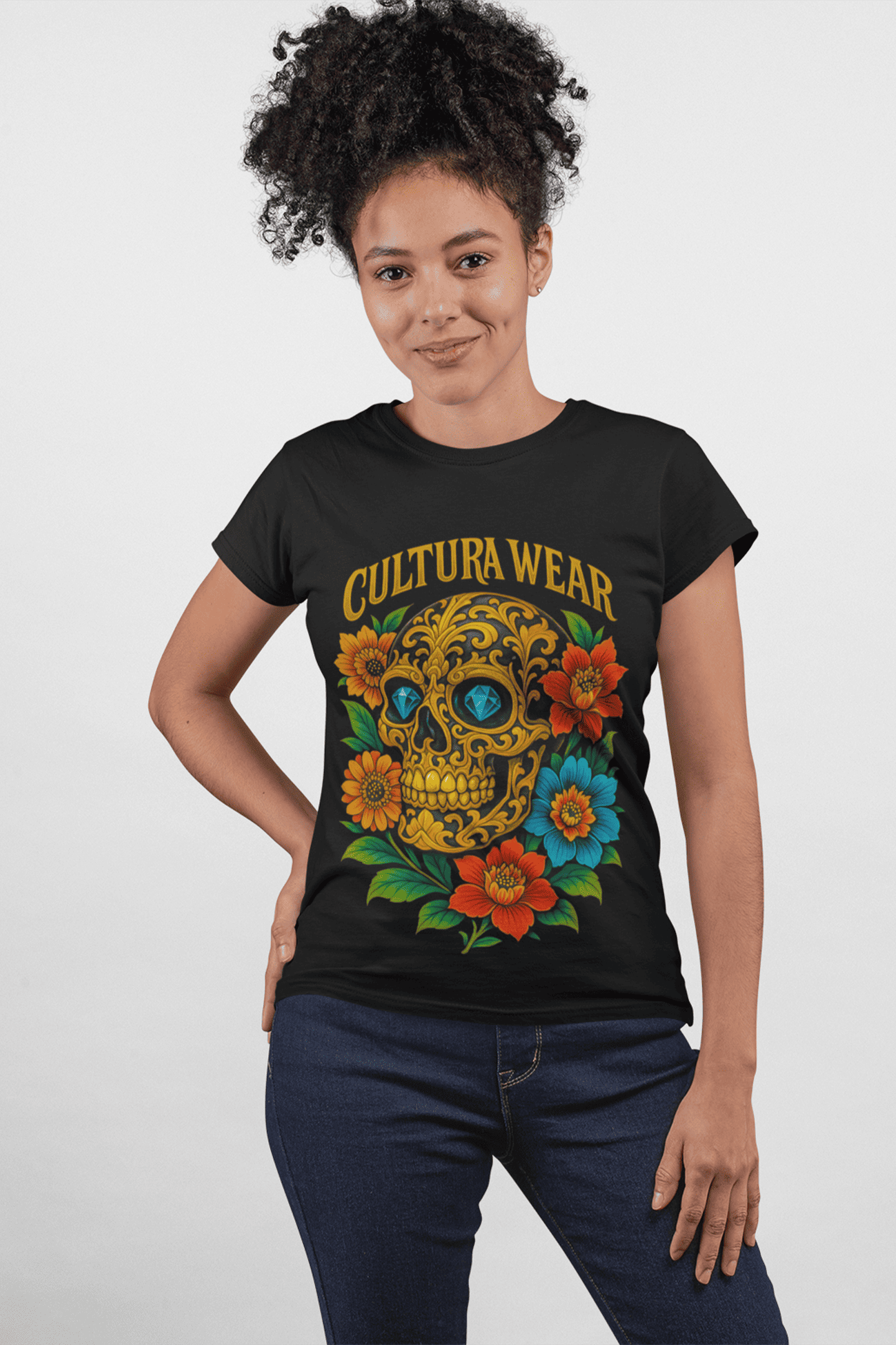 Playera Flor y Muerte -  Arte Oscuro Mexicano – Estilo Neotradicional