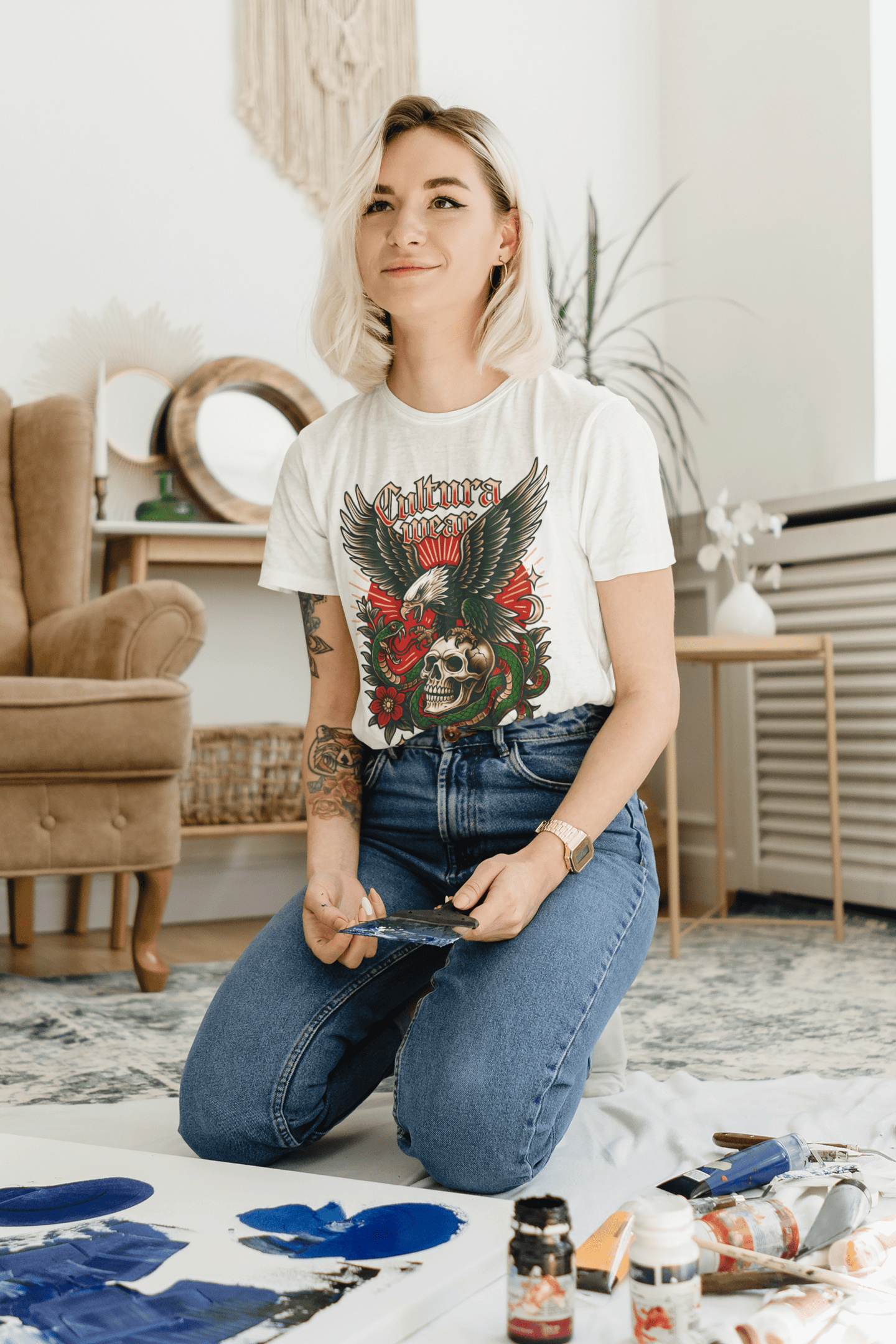 Playera Skull and Eagle – Tatuaje Neo Tradicional