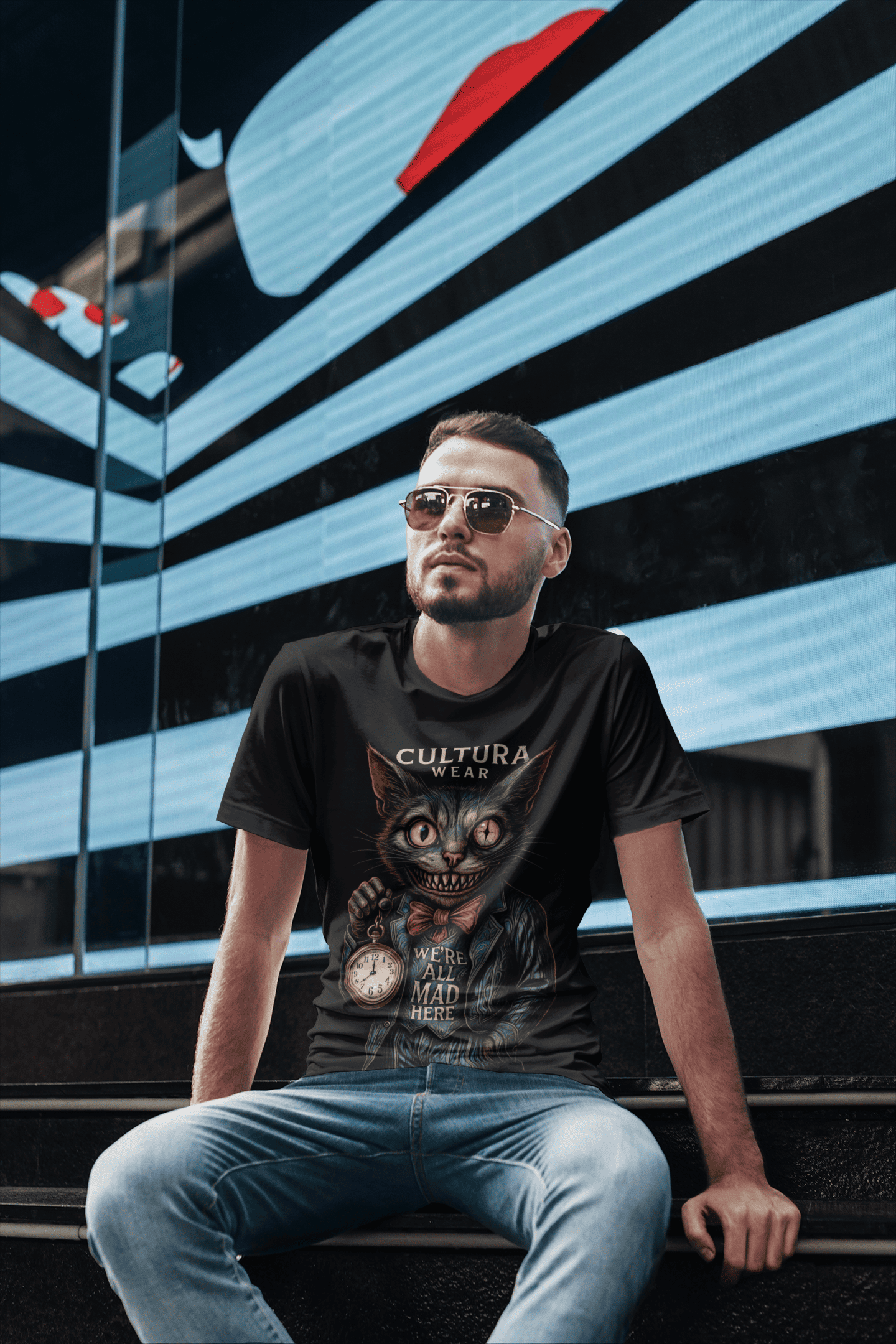 Playera We're All Mad Here - Gato estilo oscuro  -Inspirado en Alicia