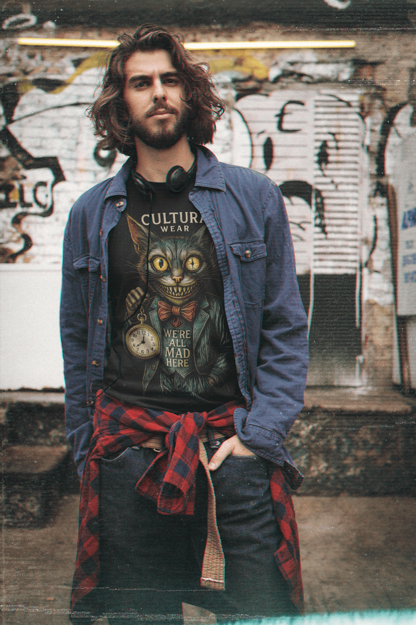 Playera We're All Mad Here - Gato estilo oscuro  -Inspirado en Alicia