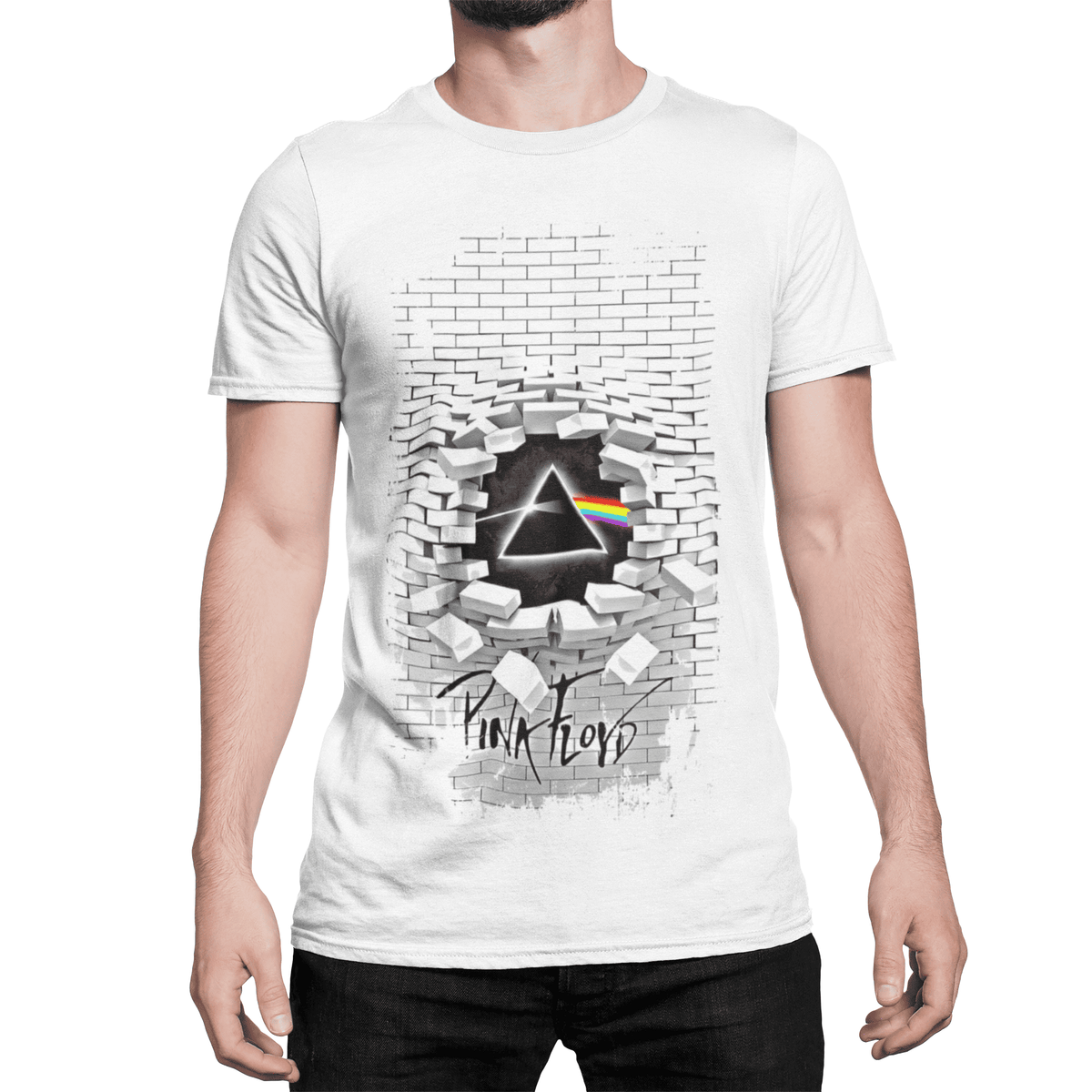 Playera Pink Floyd The Wall & Dark Side Blanca - Diseño Épico del Rock