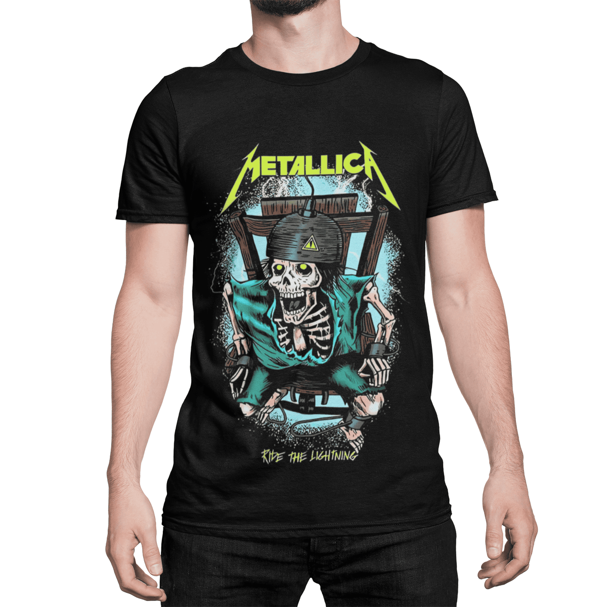Playera Metallica - Calavera en Silla Electrica - Edición Limitada  - Color Negro