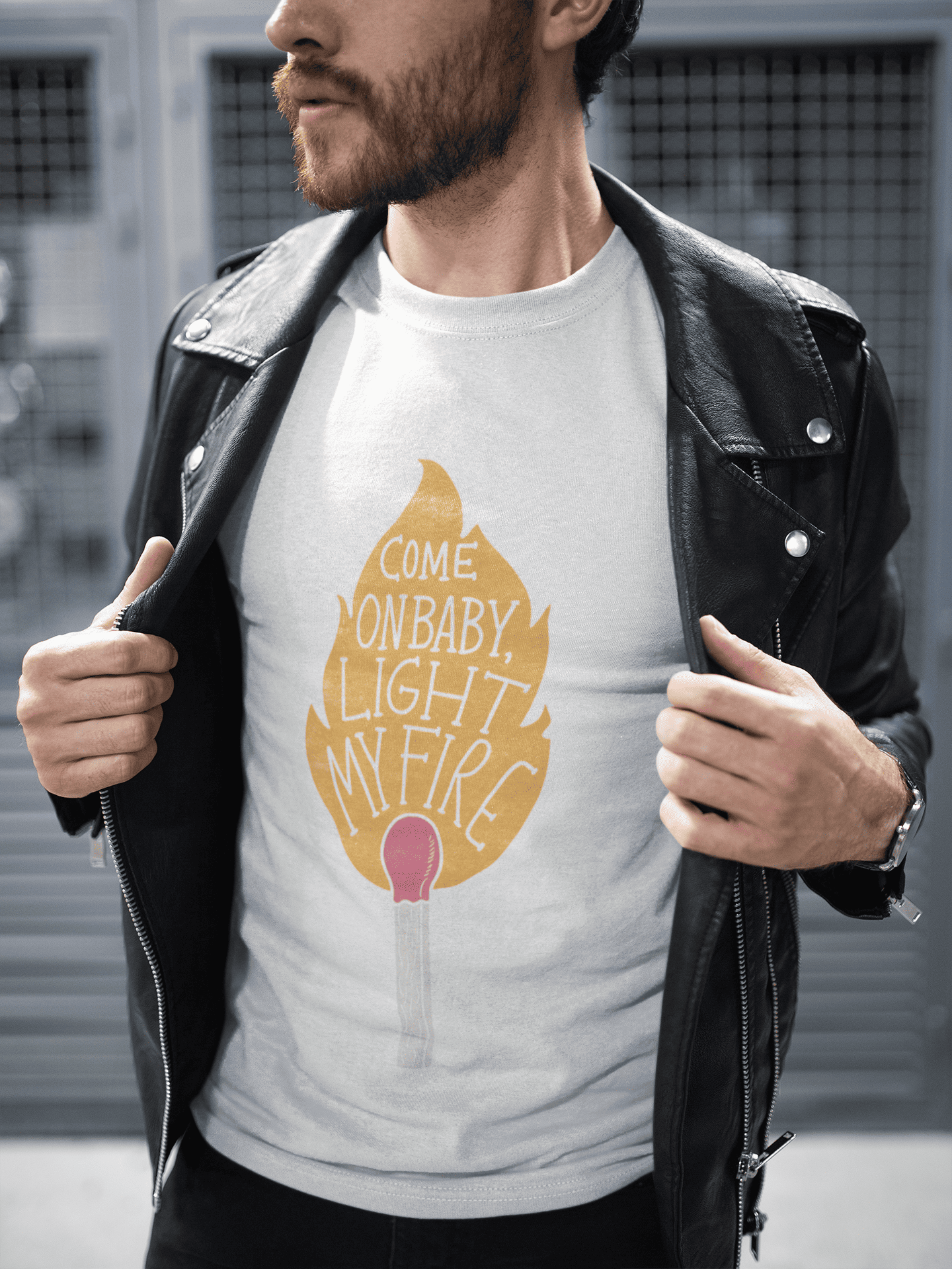 Playera Light My Fire – Diseño Retro con Fuego y Actitud Rebelde