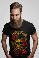 Playera Calavera Dorada & Araña Negra – Estilo Neotradicional
