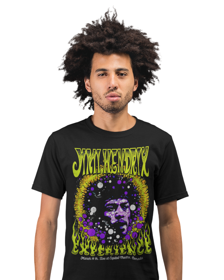 Playera Jimi Hendrix Negra - Tributo al Rock Psicodélico de los 70s