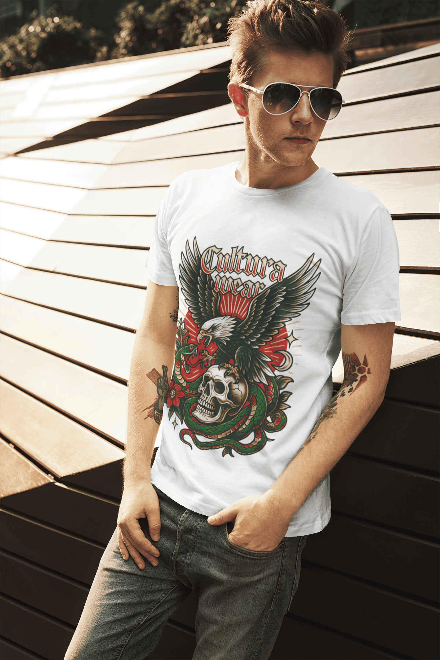 Playera Skull and Eagle – Tatuaje Neo Tradicional