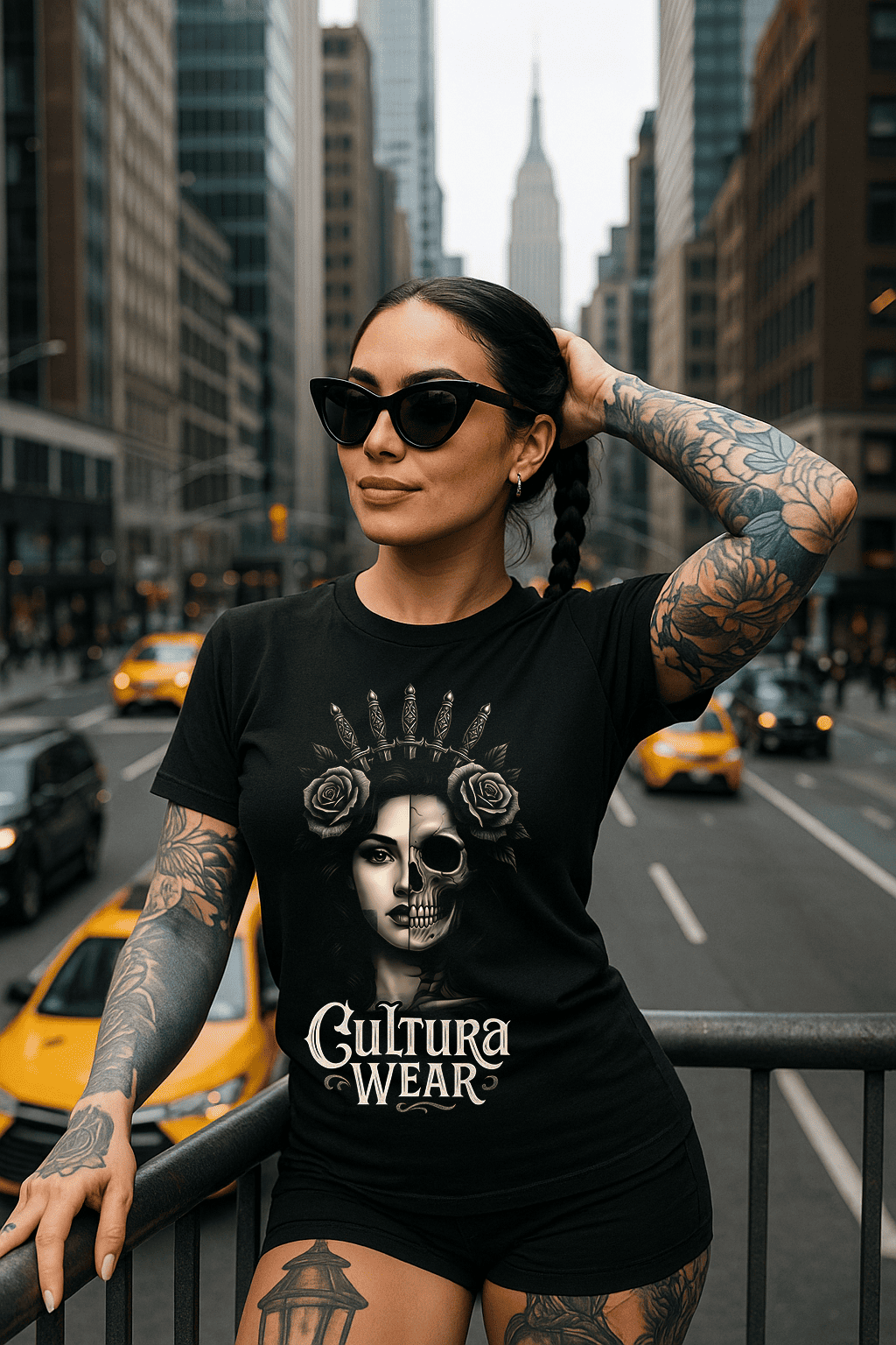 Playera Rostro Dual: Vida y Muerte – Estilo Tattoo Gótico